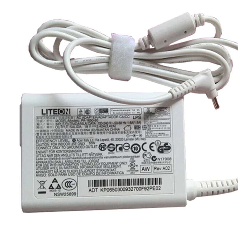 Original Liteon 19V 3.42A 65W Laptop AC Adapter Power Supply PA-1650-80 for Acer Aspire S7-191 Series Ultrabook, 3.0*1.1mm